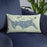 Custom Rangeley Maine Map Throw Pillow in Woodblock on Blue Colored Chair