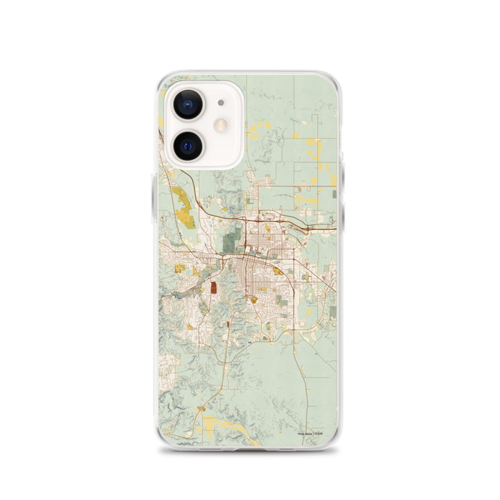Custom Rapid City South Dakota Map iPhone 12 Phone Case in Woodblock