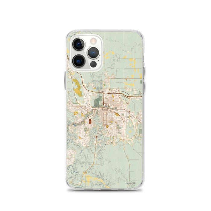 Custom Rapid City South Dakota Map iPhone 12 Pro Phone Case in Woodblock