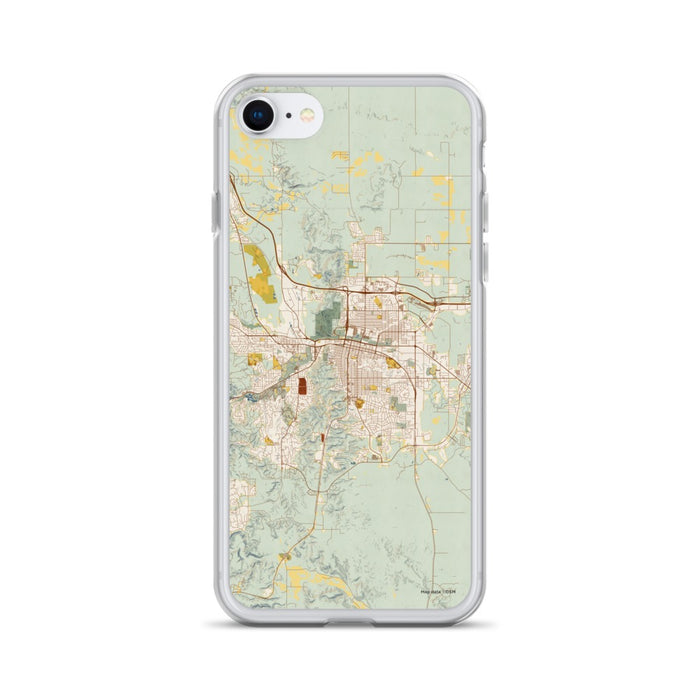 Custom Rapid City South Dakota Map iPhone SE Phone Case in Woodblock