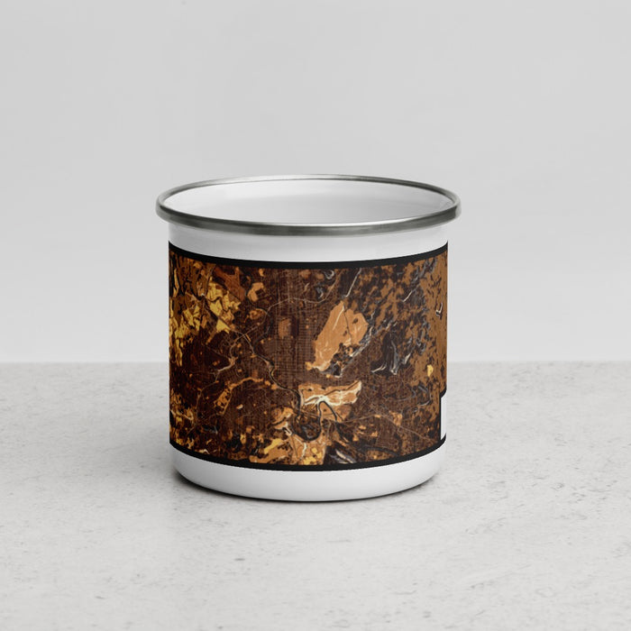 Front View Custom Reading Pennsylvania Map Enamel Mug in Ember