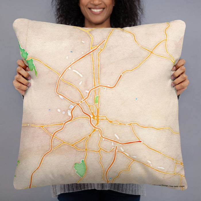 Person holding 22x22 Custom Reading Pennsylvania Map Throw Pillow in Watercolor