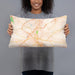 Person holding 20x12 Custom Reading Pennsylvania Map Throw Pillow in Watercolor