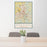 24x36 Reading Pennsylvania Map Print Portrait Orientation in Woodblock Style Behind 2 Chairs Table and Potted Plant