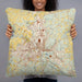 Person holding 22x22 Custom Reading Pennsylvania Map Throw Pillow in Woodblock