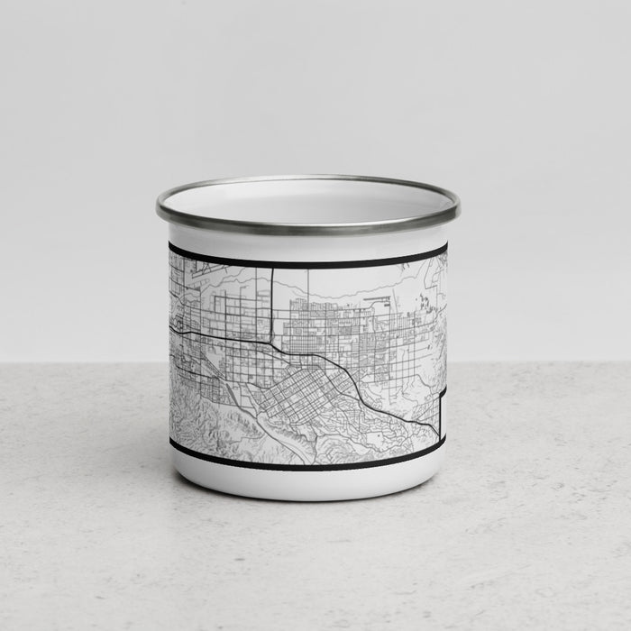 Front View Custom Redlands California Map Enamel Mug in Classic