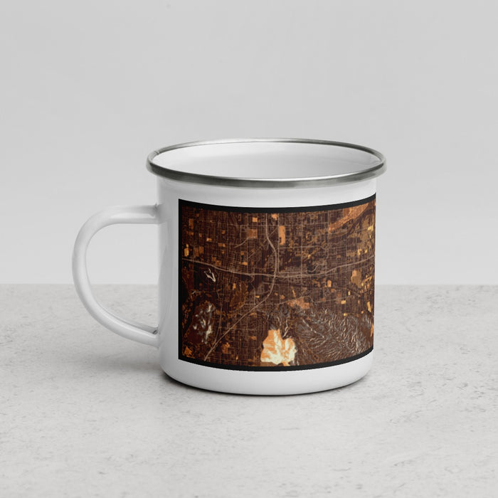 Left View Custom Redlands California Map Enamel Mug in Ember