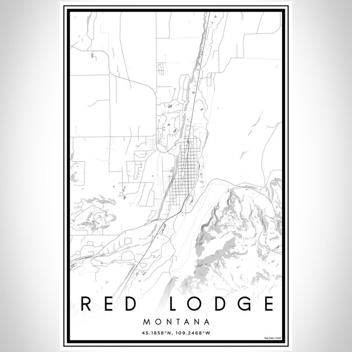 Red Lodge Montana Map Print Portrait Orientation in Classic Style With Shaded Background