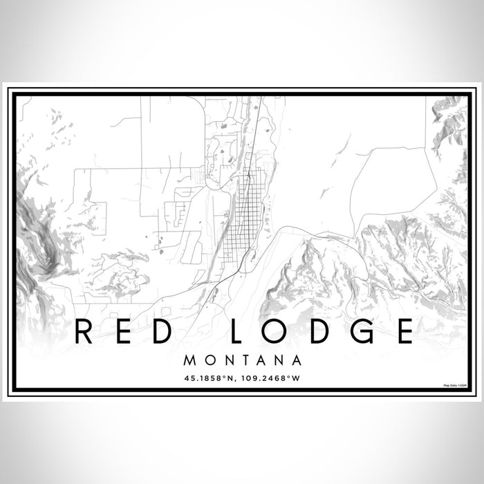 Red Lodge Montana Map Print Landscape Orientation in Classic Style With Shaded Background