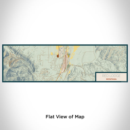 Flat View of Map Custom Red Lodge Montana Map Enamel Mug in Woodblock