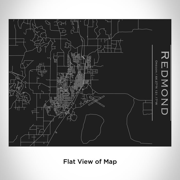 Rendered View of Redmond Oregon Map Engraving on 20oz Stainless Steel Insulated Bottle with Bamboo Top in Black
