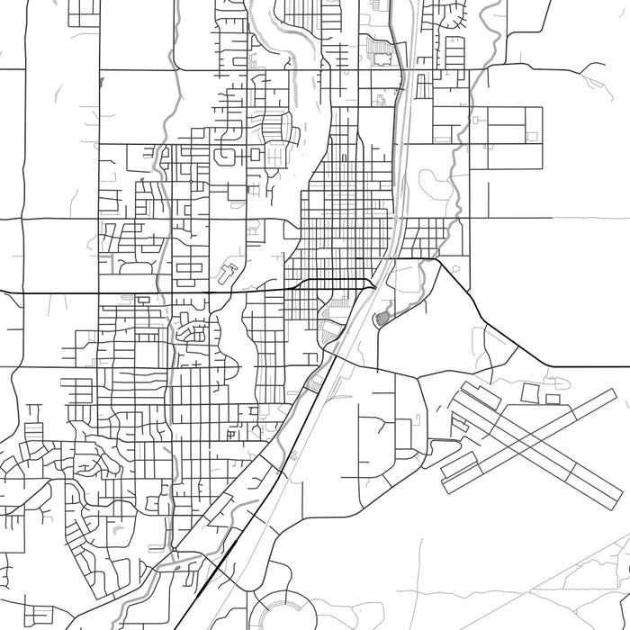 Redmond Oregon Map Print in Classic Style Zoomed In Close Up Showing Details