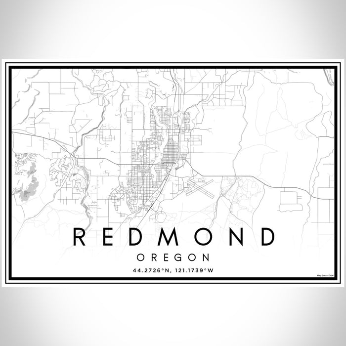 Redmond Oregon Map Print Landscape Orientation in Classic Style With Shaded Background