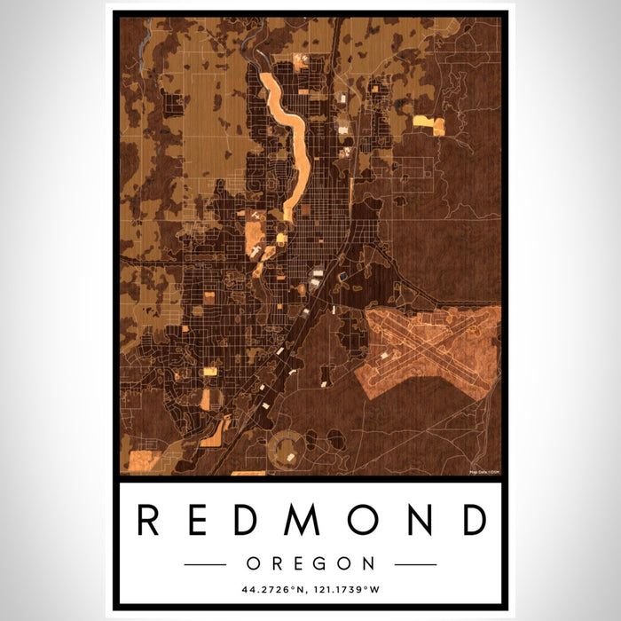 Redmond Oregon Map Print Portrait Orientation in Ember Style With Shaded Background