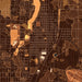 Redmond Oregon Map Print in Ember Style Zoomed In Close Up Showing Details