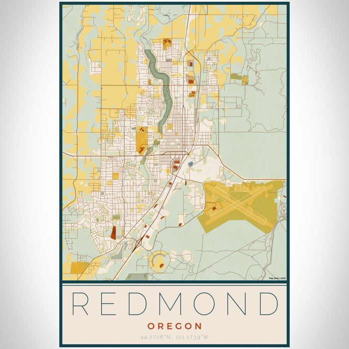 Redmond Oregon Map Print Portrait Orientation in Woodblock Style With Shaded Background