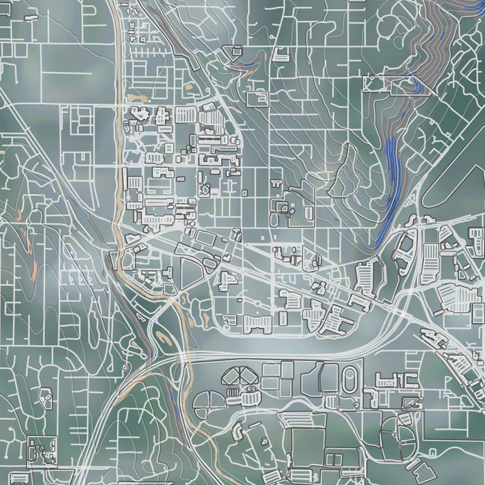 Redmond Washington Map Print in Afternoon Style Zoomed In Close Up Showing Details