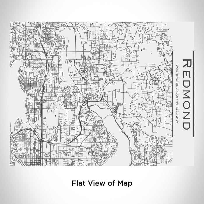 Rendered View of Redmond Washington Map Engraving on 20oz Stainless Steel Insulated Bottle with Bamboo Top in White