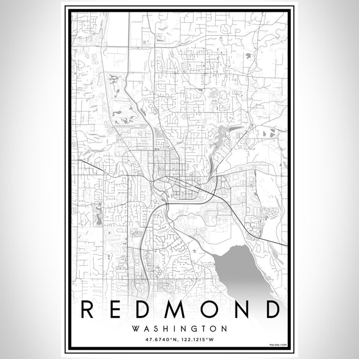 Redmond Washington Map Print Portrait Orientation in Classic Style With Shaded Background