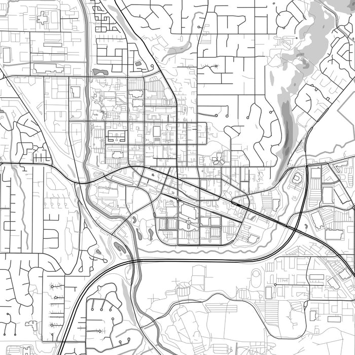 Redmond Washington Map Print in Classic Style Zoomed In Close Up Showing Details