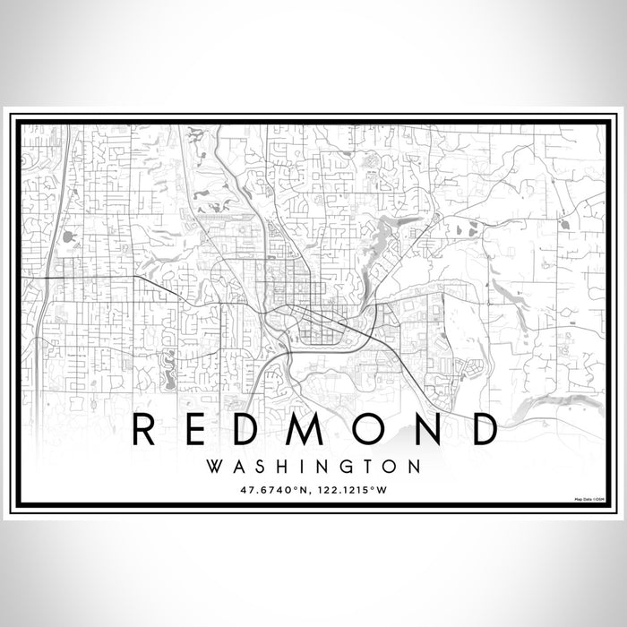 Redmond Washington Map Print Landscape Orientation in Classic Style With Shaded Background