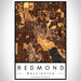 Redmond Washington Map Print Portrait Orientation in Ember Style With Shaded Background