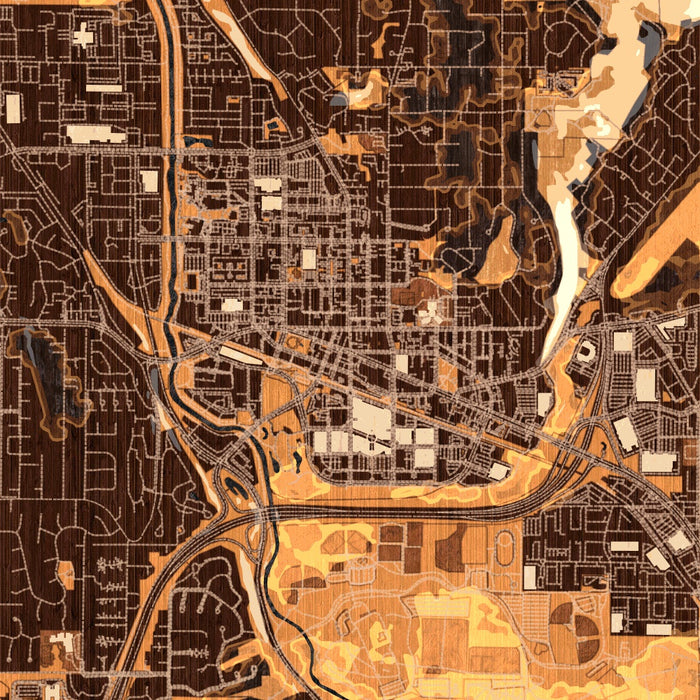 Redmond Washington Map Print in Ember Style Zoomed In Close Up Showing Details