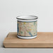 Front View Custom Redmond Washington Map Enamel Mug in Woodblock on Cutting Board