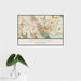 16x24 Redmond Washington Map Print Landscape Orientation in Woodblock Style With Tropical Plant Leaves in Water