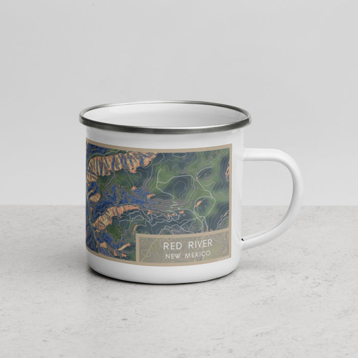 Right View Custom Red River New Mexico Map Enamel Mug in Afternoon