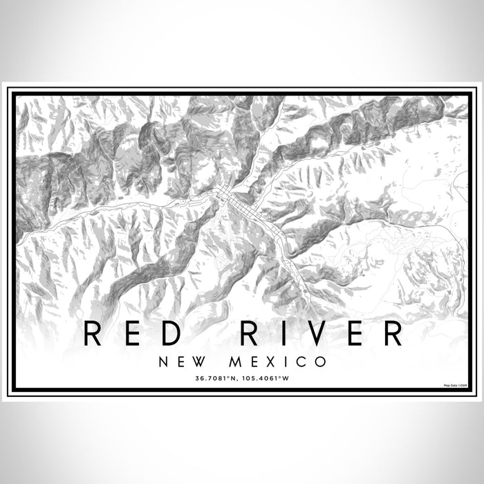 Red River New Mexico Map Print Landscape Orientation in Classic Style With Shaded Background