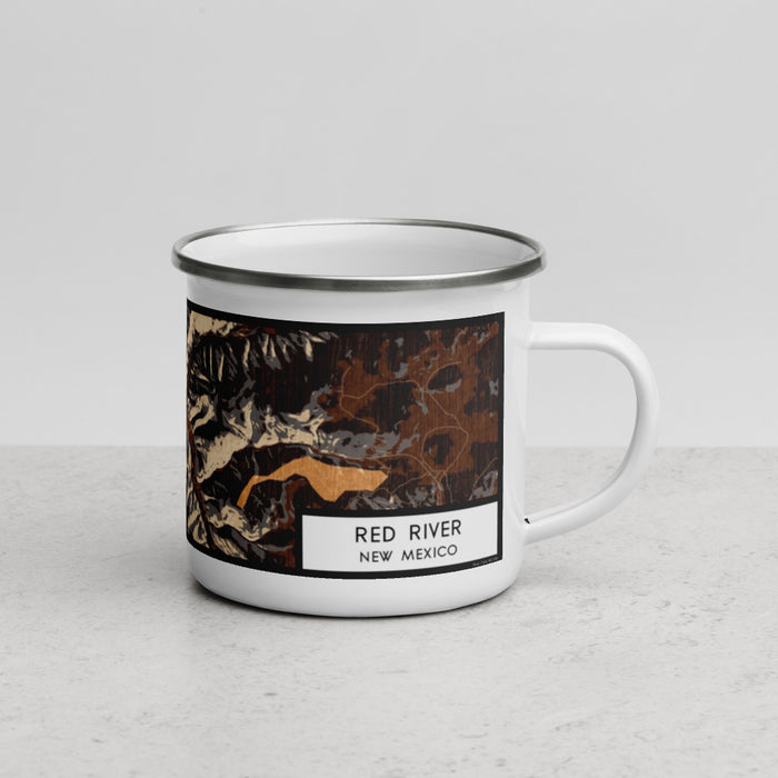 Right View Custom Red River New Mexico Map Enamel Mug in Ember