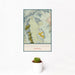 12x18 Red Rock Canyon Nevada Map Print Portrait Orientation in Woodblock Style With Small Cactus Plant in White Planter