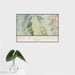 16x24 Red Rock Canyon Nevada Map Print Landscape Orientation in Woodblock Style With Tropical Plant Leaves in Water