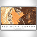 Red Rock Canyon Nevada Map Print Landscape Orientation in Ember Style With Shaded Background
