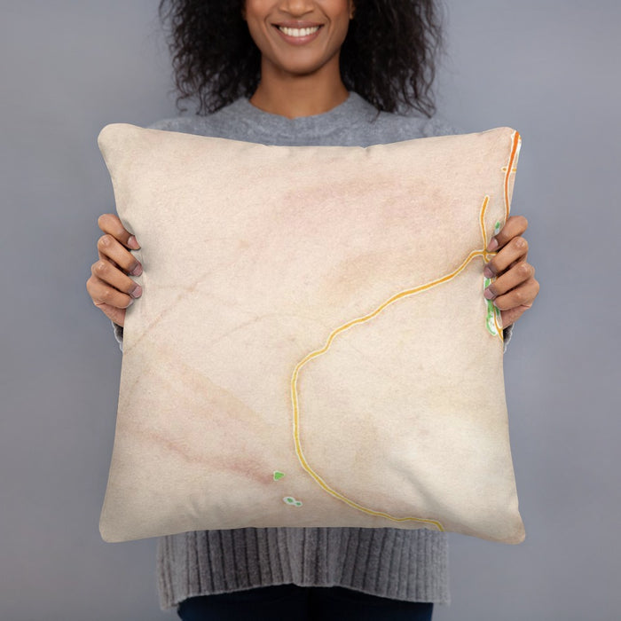 Person holding 18x18 Custom Red Rock Canyon Nevada Map Throw Pillow in Watercolor