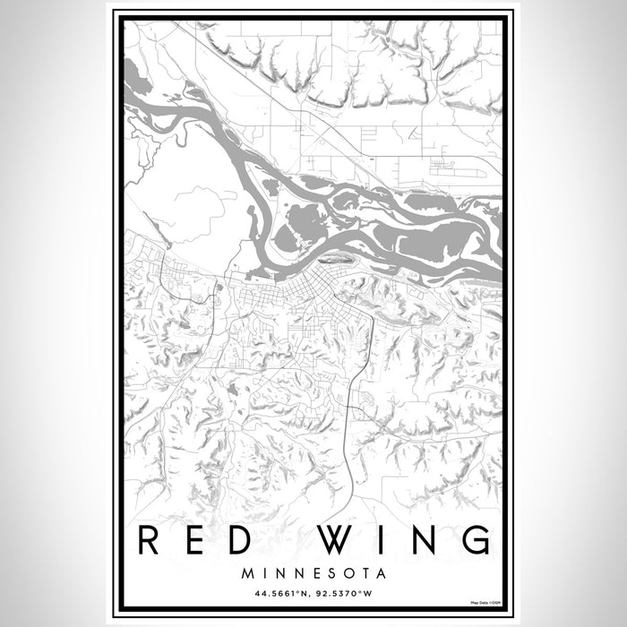 Red Wing Minnesota Map Print Portrait Orientation in Classic Style With Shaded Background