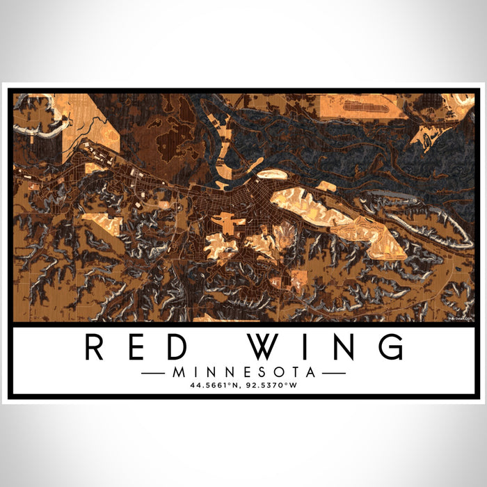 Red Wing Minnesota Map Print Landscape Orientation in Ember Style With Shaded Background