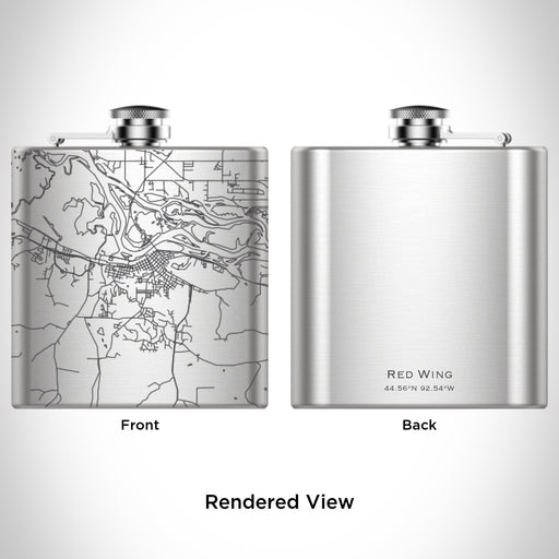 Rendered View of Red Wing Minnesota Map Engraving on 6oz Stainless Steel Flask