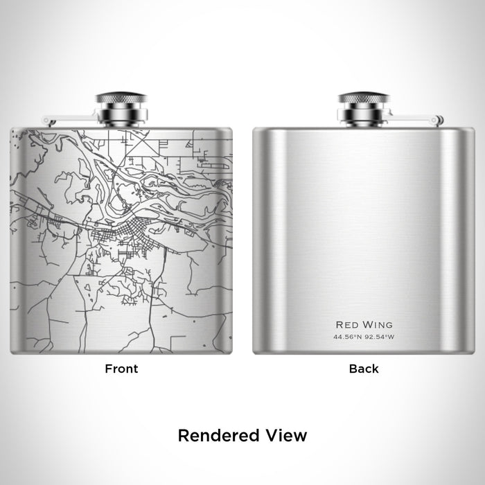 Rendered View of Red Wing Minnesota Map Engraving on 6oz Stainless Steel Flask
