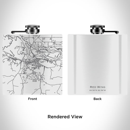 Rendered View of Red Wing Minnesota Map Engraving on 6oz Stainless Steel Flask in White