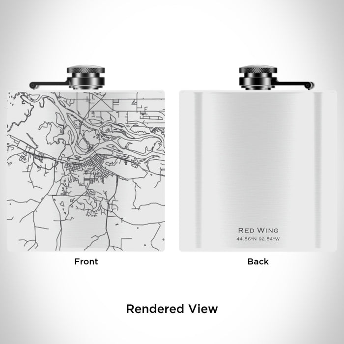 Rendered View of Red Wing Minnesota Map Engraving on 6oz Stainless Steel Flask in White