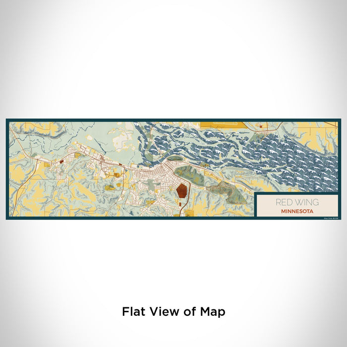 Flat View of Map Custom Red Wing Minnesota Map Enamel Mug in Woodblock