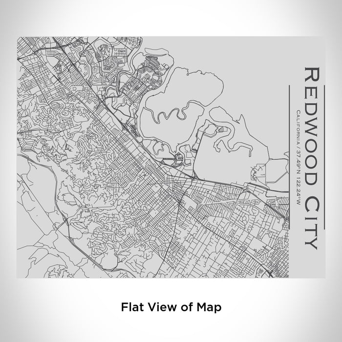 Rendered View of Redwood City California Map Engraving on 20oz Stainless Steel Insulated Bottle with Bamboo Top