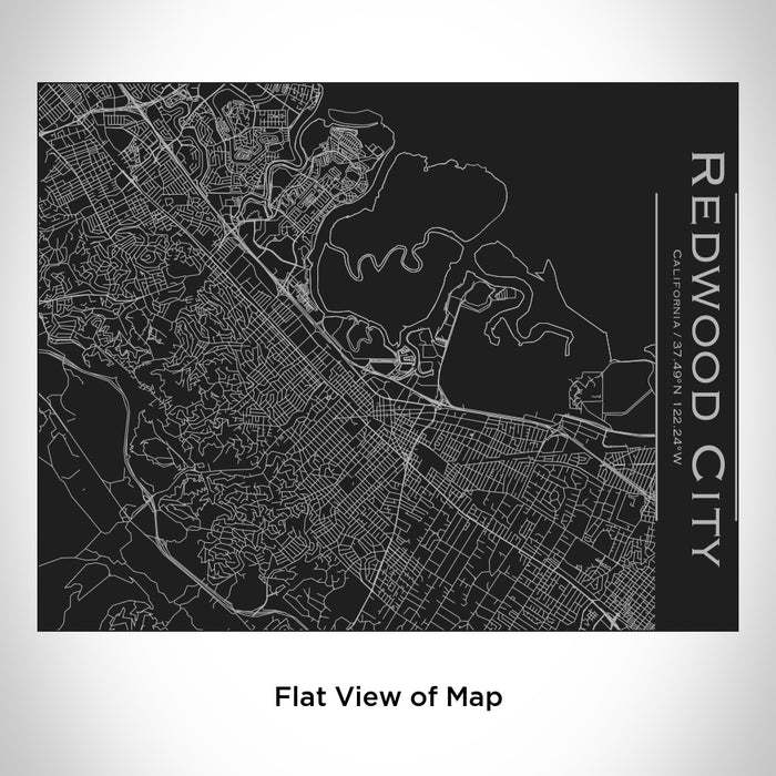 Rendered View of Redwood City California Map Engraving on 20oz Stainless Steel Insulated Bottle with Bamboo Top in Black