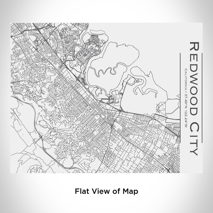 Rendered View of Redwood City California Map Engraving on 20oz Stainless Steel Insulated Bottle with Bamboo Top in White