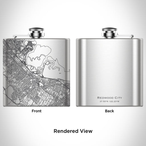 Rendered View of Redwood City California Map Engraving on undefined