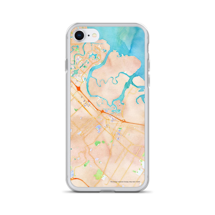 Custom Redwood City California Map iPhone SE Phone Case in Watercolor