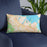 Custom Redwood City California Map Throw Pillow in Watercolor on Blue Colored Chair