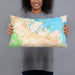 Person holding 20x12 Custom Redwood City California Map Throw Pillow in Watercolor